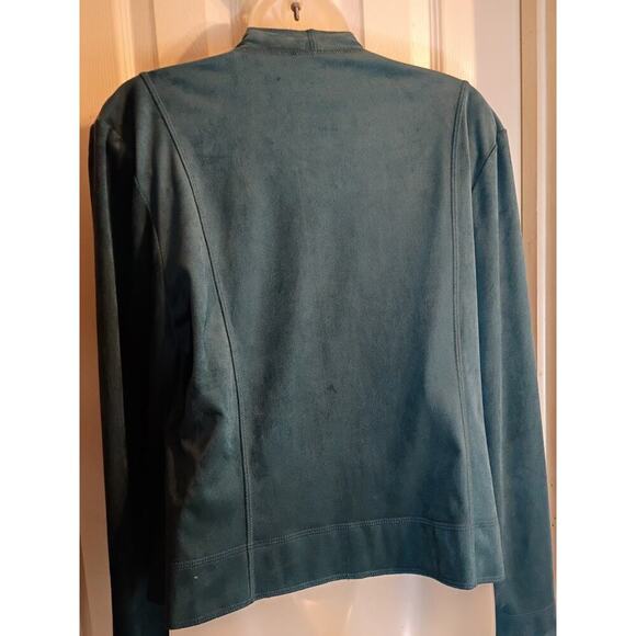 Joseph Ribkoff Cardigan Teal Green Sz 14 No Fabric Tag Feels Like Soft Suede... - Picture 6 of 7